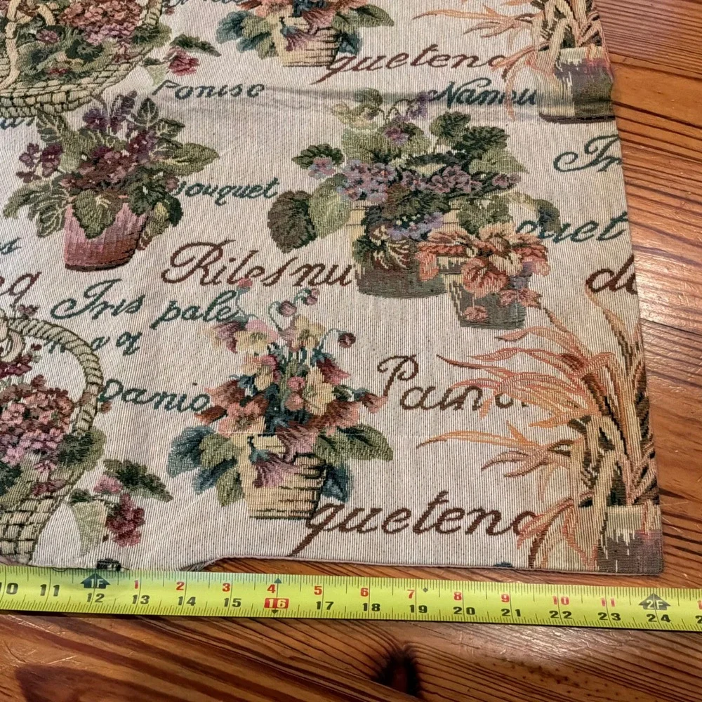 NOS VTG Woven Tapestry Floral Garden Pillow Sham Pink Backing Needs Stuffing